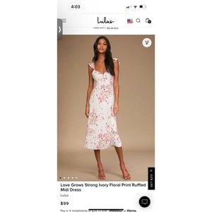 Lulus Love Grows Strong Ivory Floral Print Ruffled Midi Dress